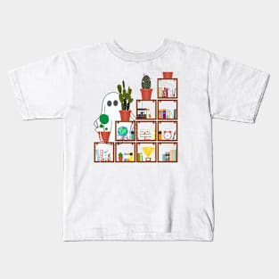 Bookshelf Ghost Kids T-Shirt